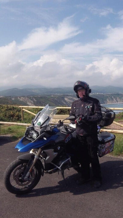 Colin, Senior Tutor, with his BMW GS